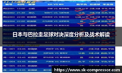 日本与巴拉圭足球对决深度分析及战术解读